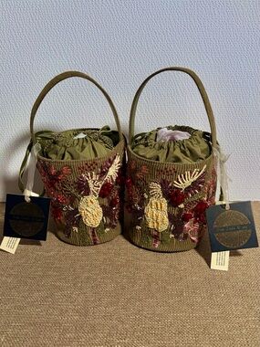 x2 VIRAL BEADED BAG - ABSTRACT PALM TREE 2026 BUCKET BAG *MATCHING SET!!!